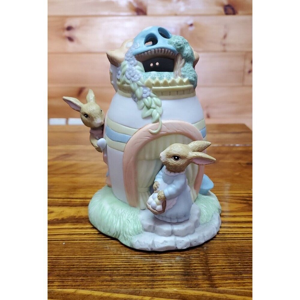 Caffco Easter Bunny Egg Lighted Porcelain House Light Bunnies